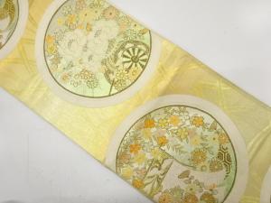 アンティーク 丸取几帳花車文織り出し袋帯(材料)